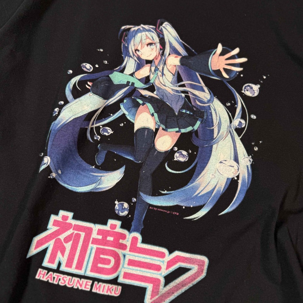 Hatsune Miku Anime Graphic Tee Black XL Vocaloid Streetwear Shirt